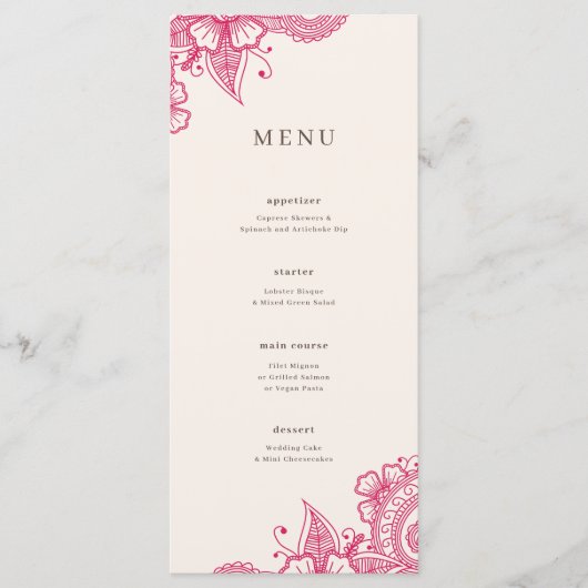 Menu Mod Mehandi Weddenschap (Voorkant)