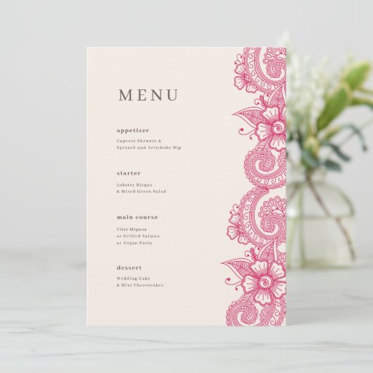 Menu Mod Mehandi Weddenschap (Staand voorkant)