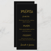 Menu Modern Black and Gold Script Wedding (Voorkant / Achterkant)