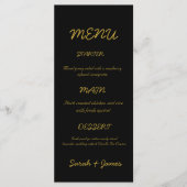 Menu Modern Black and Gold Script Wedding (Voorkant)