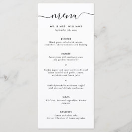 Menu Modern Black and White Wedding