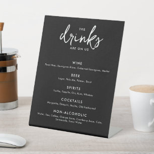 Menu Modern Black and White Wedding Bar Reclamebord Met Voetstuk