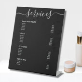 Menu Modern Black Hair Stylist Price List Service Reclamebord Met Voetstuk