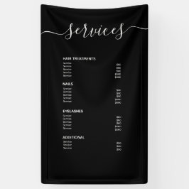 Menu Modern Black Hair Stylist Price List Service Spandoek