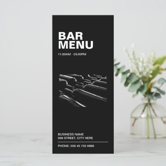 Menu Modern Black Restaurant Bar | Prijslijst (Staand voorkant)