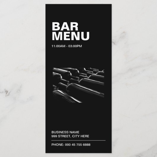 Menu Modern Black Restaurant Bar | Prijslijst (Voorkant)