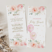 Menu Modern Chic Blush Floral Balloons Baby shower