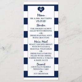 Menu Modern Chic Navy Blue & White Wedding