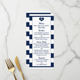 Menu Modern Chic Navy Blue & White Wedding