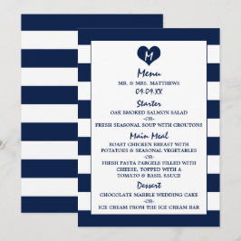 Menu Modern Chic Navy Blue & White Wedding