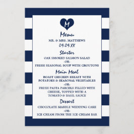 Menu Modern Chic Navy Blue & White Wedding