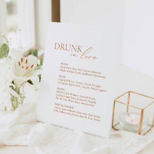 Menu Modern Drink in Love Wedding Bar Reclamebord Met Voetstuk