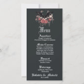 Menu Modern Gotisch Rosewood Bloemen en vleermuis (Voorkant)