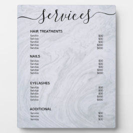 Menu Modern Gray Marble Salon Price List Service Fotoplaat