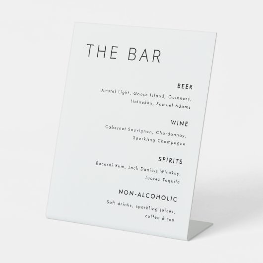 Menu Modern Minimalist Wedding Bar Reclamebord Met Voetstuk (Voorkant)