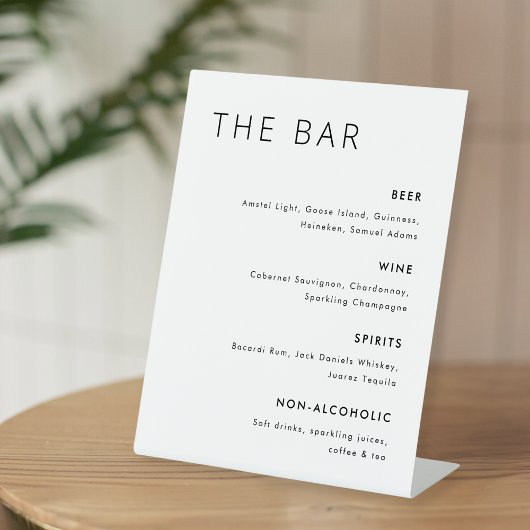 Menu Modern Minimalist Wedding Bar Reclamebord Met Voetstuk
