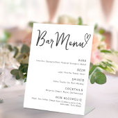 Menu Modern Minimalist Wedding Bar Reclamebord Met Voetstuk