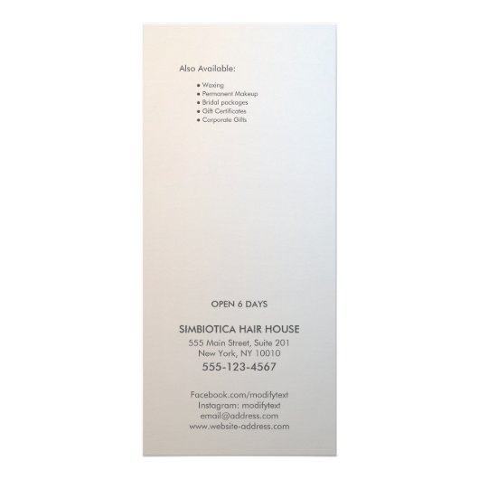 Menu Modern minimalistische prijslijstservice voor (Achterkant)