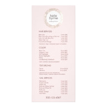 Menu Modern Pink Sequin Salon Price List Service