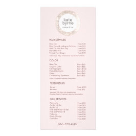 Menu Modern Pink Sequin Salon Price List Service