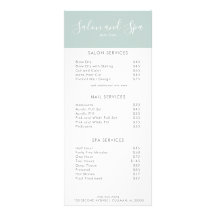 Menu Modern Salon Price