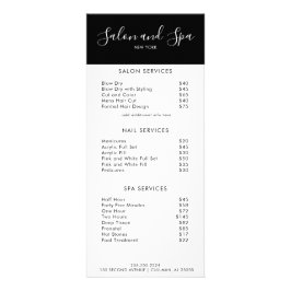 Menu Modern Salon Price