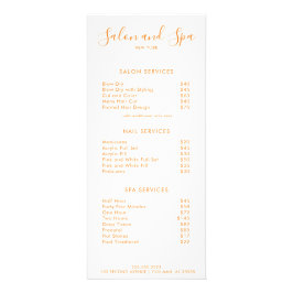 Menu Modern Salon Price
