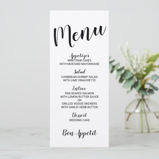 Menu Modern Script Kraft Paper Wedding (Staand voorkant)