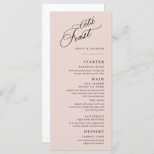Menu Modern Script Line Block (Voorkant / Achterkant)