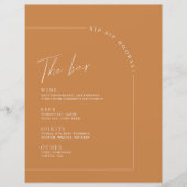 Menu Modern Terracotta Wedding Bar (Voorkant)