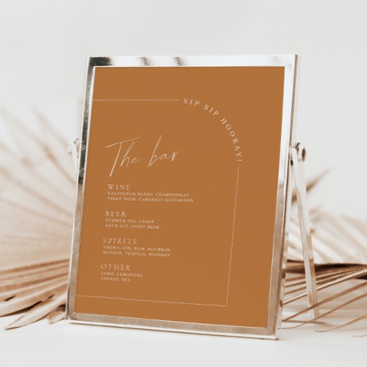 Menu Modern Terracotta Wedding Bar