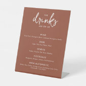 Menu Modern Terracotta Wedding Bar Reclamebord Met Voetstuk (Voorkant)