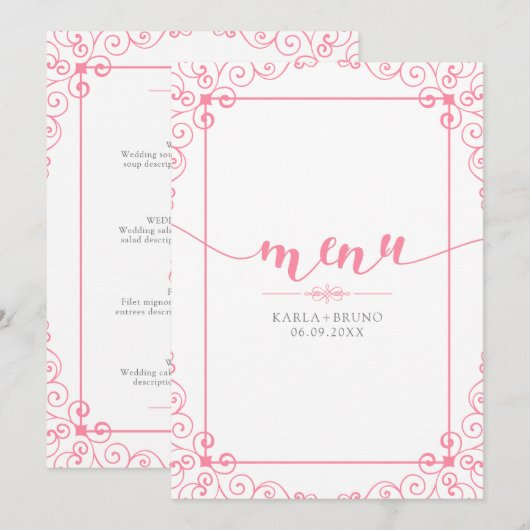 Menu Modern Typografie met Swirls Lijst (Voorkant / Achterkant)