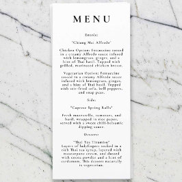 Menu Modern Wedding