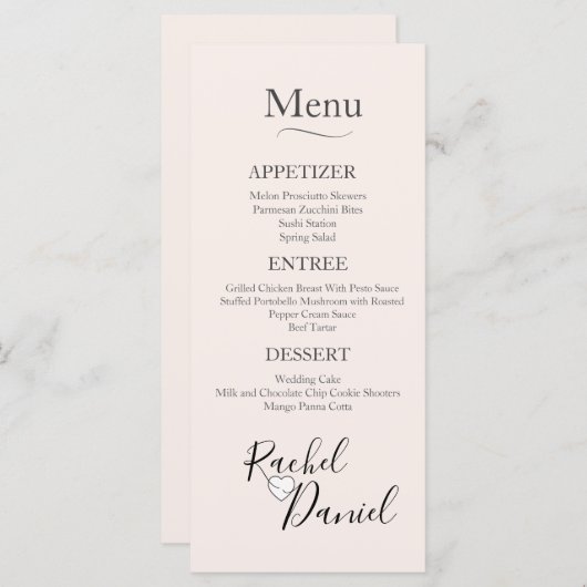 Menu Modern Wedding (Voorkant / Achterkant)