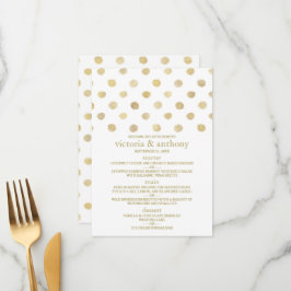Menu Modern White & Gold Polka Dots Wedding