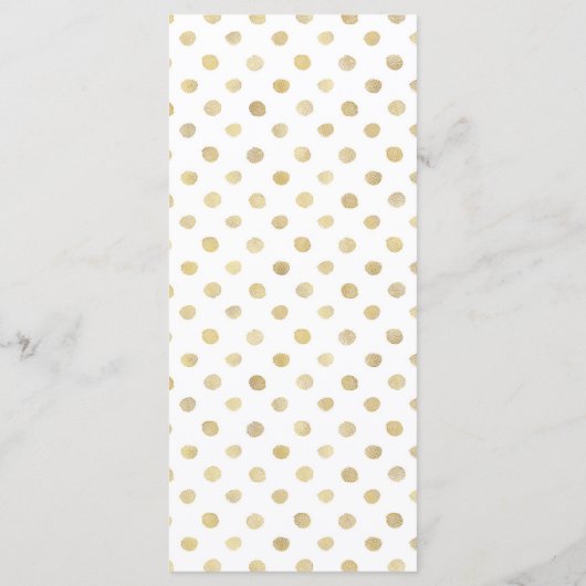 Menu Modern White & Gold Polka Dots Wedding (Achterkant)