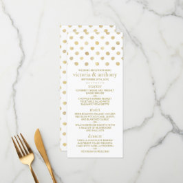 Menu Modern White & Gold Polka Dots Wedding