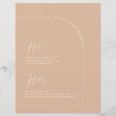 Menu Moderne Arch Tan Calligraphy Signature Drinke (Voorkant)