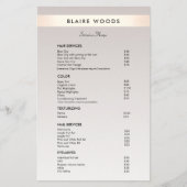 Menu Moderne Gold Stripe Hair Salon-prijslijst (Voorkant)