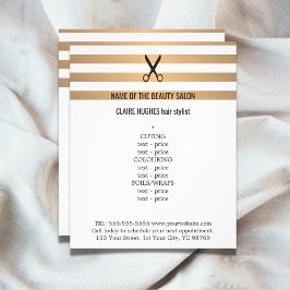 Menu Moderne grafische Faux Gold Stripes Haarstyli
