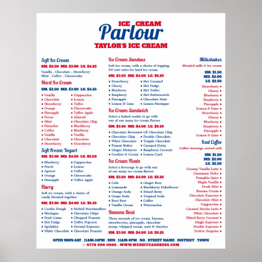 Menu Moderne Ice Cream Parlor Poster (Voorkant)