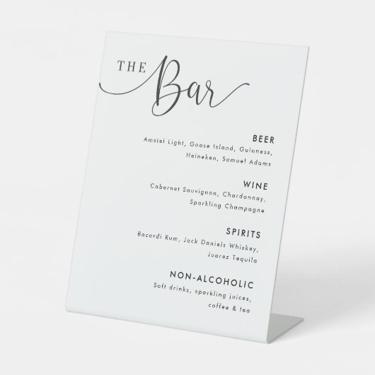 Menu Moderne kalligrafie-weddenschap Reclamebord Met Voetstuk (Voorkant)