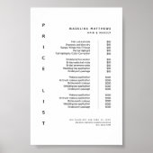 Menu Moderne minimalistische prijslijst voor witte Poster (Voorkant)