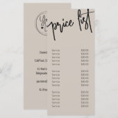 Menu Moderne Nails Salon Beige Price List Services (Voorkant / Achterkant)