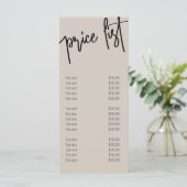 Menu Moderne Nails Salon Beige Price List Services (Staand voorkant)