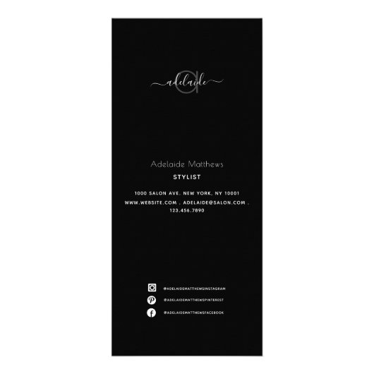Menu Moderne Photo Collage Black Spa Salon Service (Voorkant)