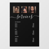Menu Moderne Photo Collage Black Spa Salon Service Raamsticker (Vel)