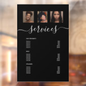 Menu Moderne Photo Collage Black Spa Salon Service Raamsticker (Vel 2)
