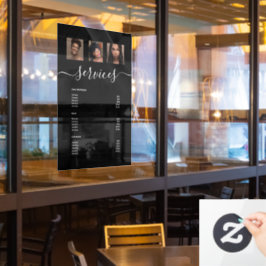 Menu Moderne Photo Collage Black Spa Salon Service Raamsticker